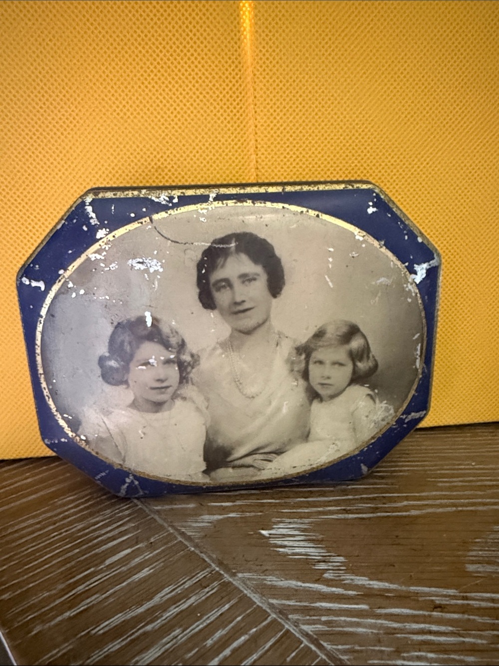 Blue Bird Vintage Style Photo Tin in Blue and Cream